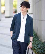 KHJHD53099 a.v.v MEN(アー・ヴェ・ヴェ) 【イージーケア/接触冷感】ブライト天竺シェイプジャケット【吸水速乾/UVカット】 ネイビー