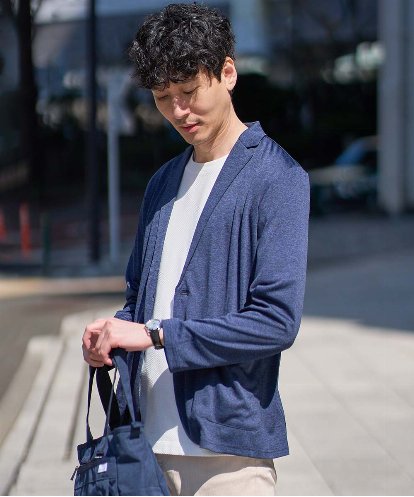 KHJHD53099 a.v.v MEN 【イージーケア/接触冷感】ブライト天竺シェイプジャケット【吸水速乾/UVカット】