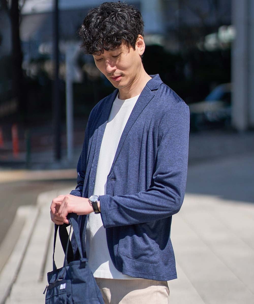 KHJHD53099 a.v.v MEN 【イージーケア/接触冷感】ブライト天竺シェイプジャケット【吸水速乾/UVカット】