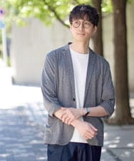 KHJHD53099 a.v.v MEN(アー・ヴェ・ヴェ) 【イージーケア/接触冷感】ブライト天竺シェイプジャケット【吸水速乾/UVカット】 グレー