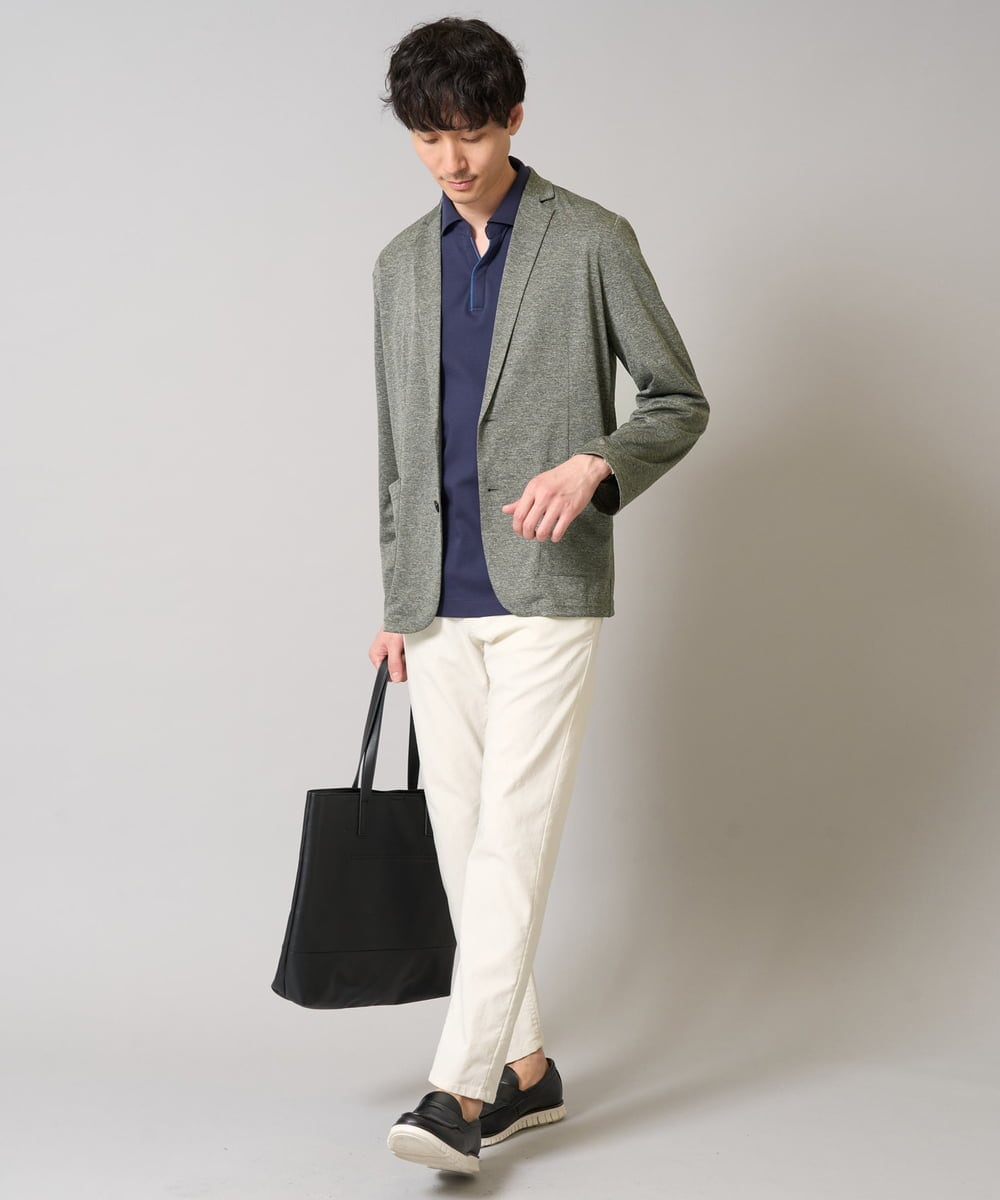 KHJHD53099 a.v.v MEN(アー・ヴェ・ヴェ) 【イージーケア/接触冷感】ブライト天竺シェイプジャケット【吸水速乾/UVカット】 グレー