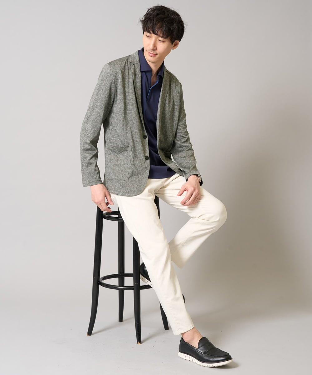 KHJHD53099 a.v.v MEN(アー・ヴェ・ヴェ) 【イージーケア/接触冷感】ブライト天竺シェイプジャケット【吸水速乾/UVカット】 グレー