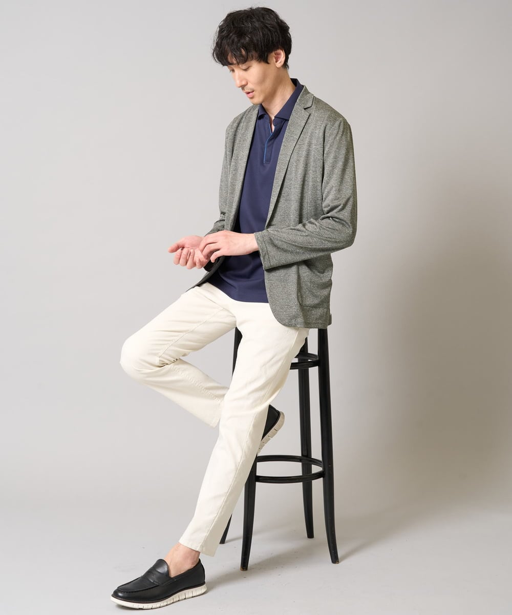 KHJHD53099 a.v.v MEN(アー・ヴェ・ヴェ) 【イージーケア/接触冷感】ブライト天竺シェイプジャケット【吸水速乾/UVカット】 グレー