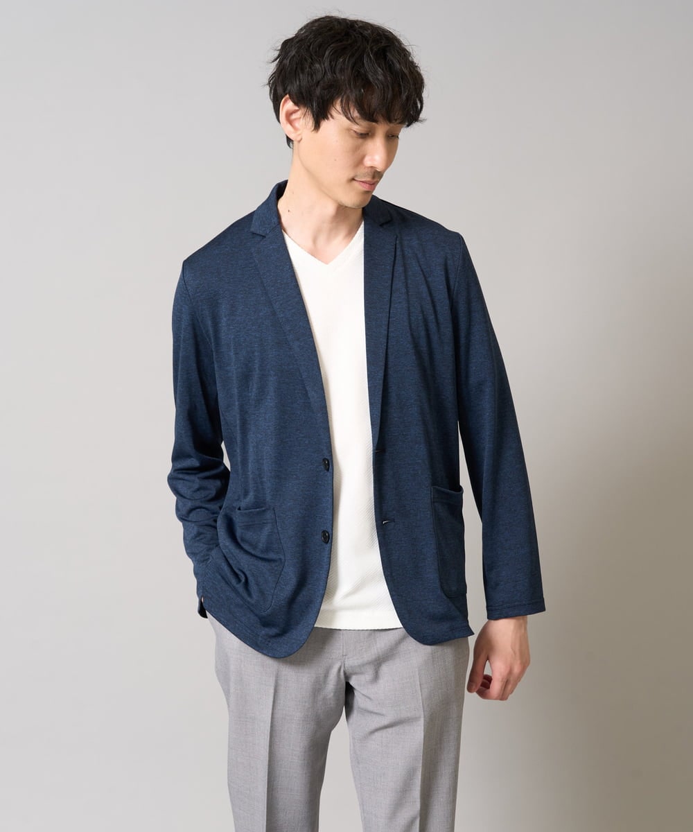 KHJHD53099 a.v.v MEN(アー・ヴェ・ヴェ) 【イージーケア/接触冷感】ブライト天竺シェイプジャケット【吸水速乾/UVカット】 グレー