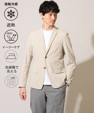 KHJHD75129 a.v.v MEN(アー・ヴェ・ヴェ) 【接触冷感/洗濯機で洗える/遮熱/毛玉・シワになりにくい/イージーケア/ストレッチ】ドットストレッチスマートジャケット ベージュ