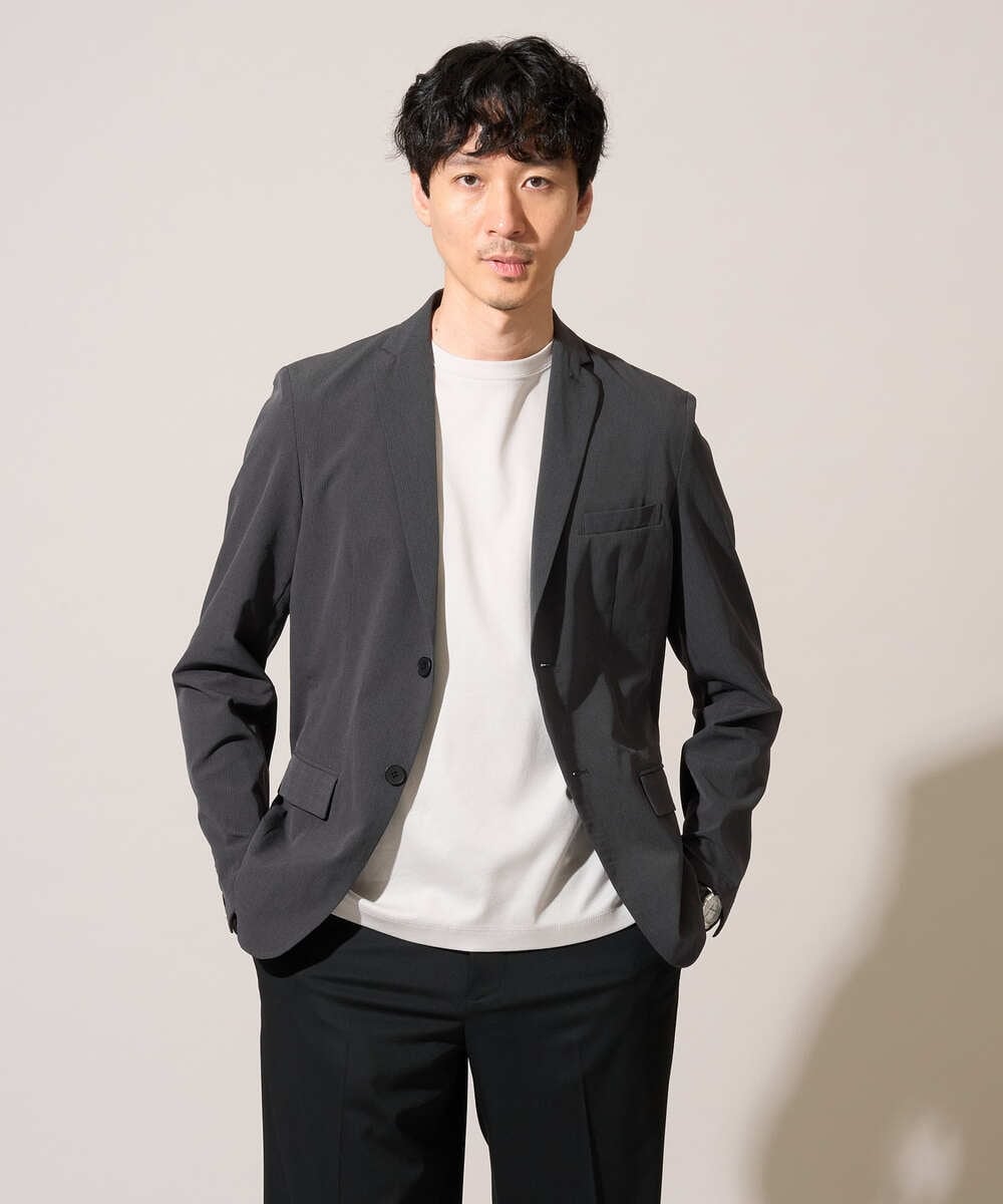 KHJHD75129 a.v.v MEN(アー・ヴェ・ヴェ) 【接触冷感/洗濯機で洗える/遮熱/毛玉・シワになりにくい/イージーケア/ストレッチ】ドットストレッチスマートジャケット ダークグレー