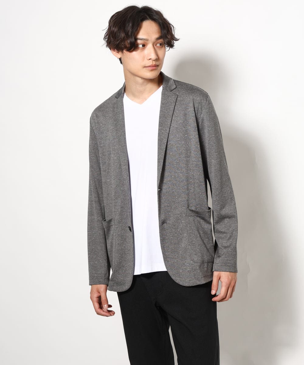 KHJHV53089 a.v.v MEN(アー・ヴェ・ヴェ) 【洗える/接触冷感】ブライト天竺サマージャケット【吸水速乾/UVカット】 グレー