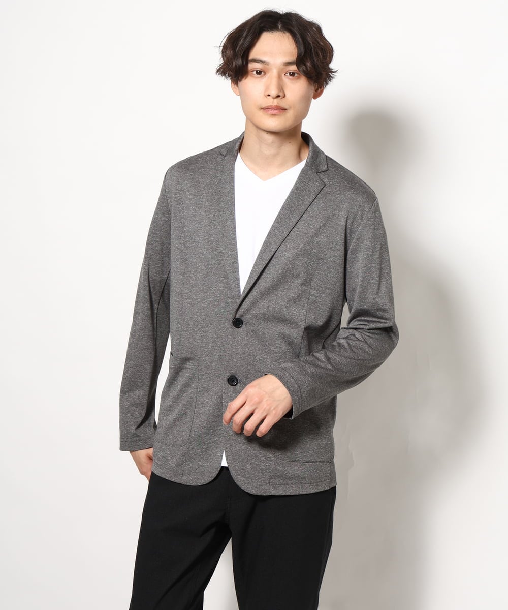 KHJHV53089 a.v.v MEN(アー・ヴェ・ヴェ) 【洗える/接触冷感】ブライト天竺サマージャケット【吸水速乾/UVカット】 グレー