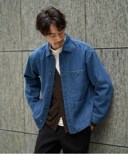 KHJJA10109 a.v.v MEN 【洗濯機で洗える】ワイドシルエットデニムカバーオール