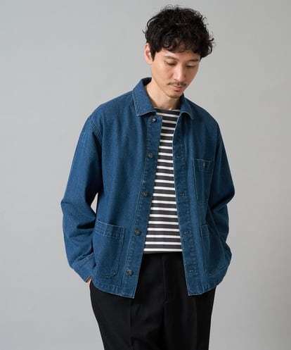 KHJJA10109 a.v.v MEN 【洗濯機で洗える】ワイドシルエットデニムカバーオール