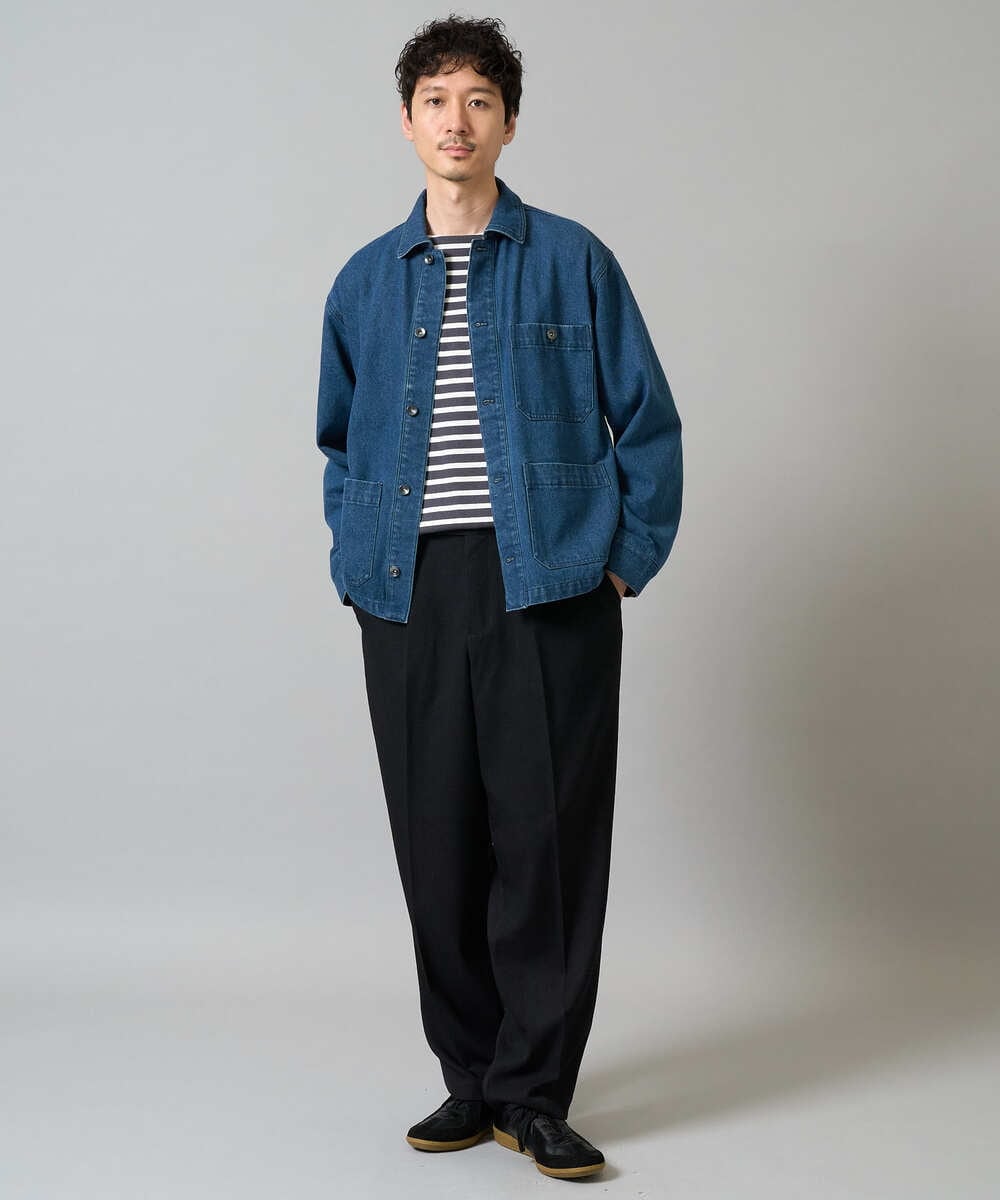 KHJJA10109 a.v.v MEN(アー・ヴェ・ヴェ) 【洗濯機で洗える】ワイドシルエットデニムカバーオール ブラック