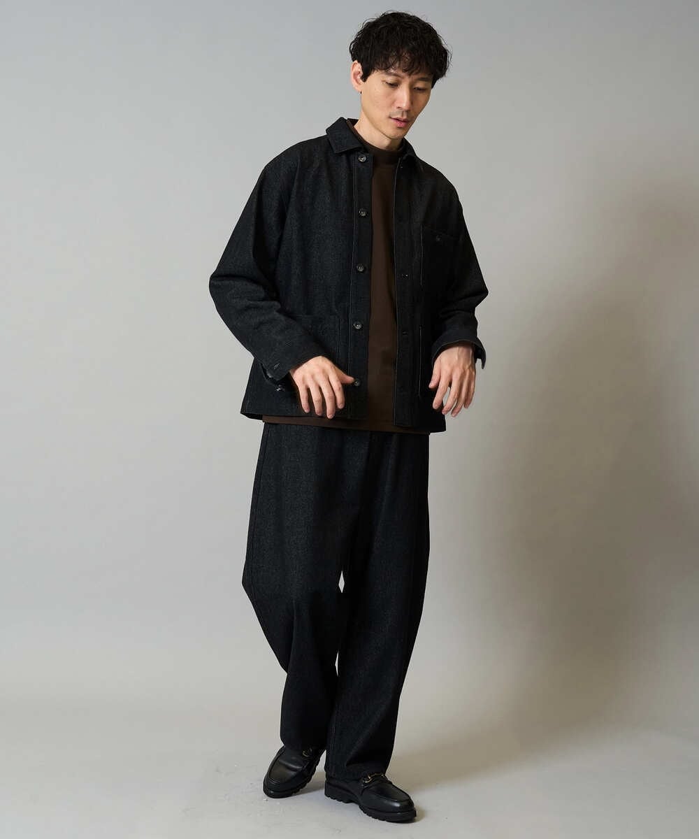 KHJJA10109 a.v.v MEN(アー・ヴェ・ヴェ) 【洗濯機で洗える】ワイドシルエットデニムカバーオール ブラック