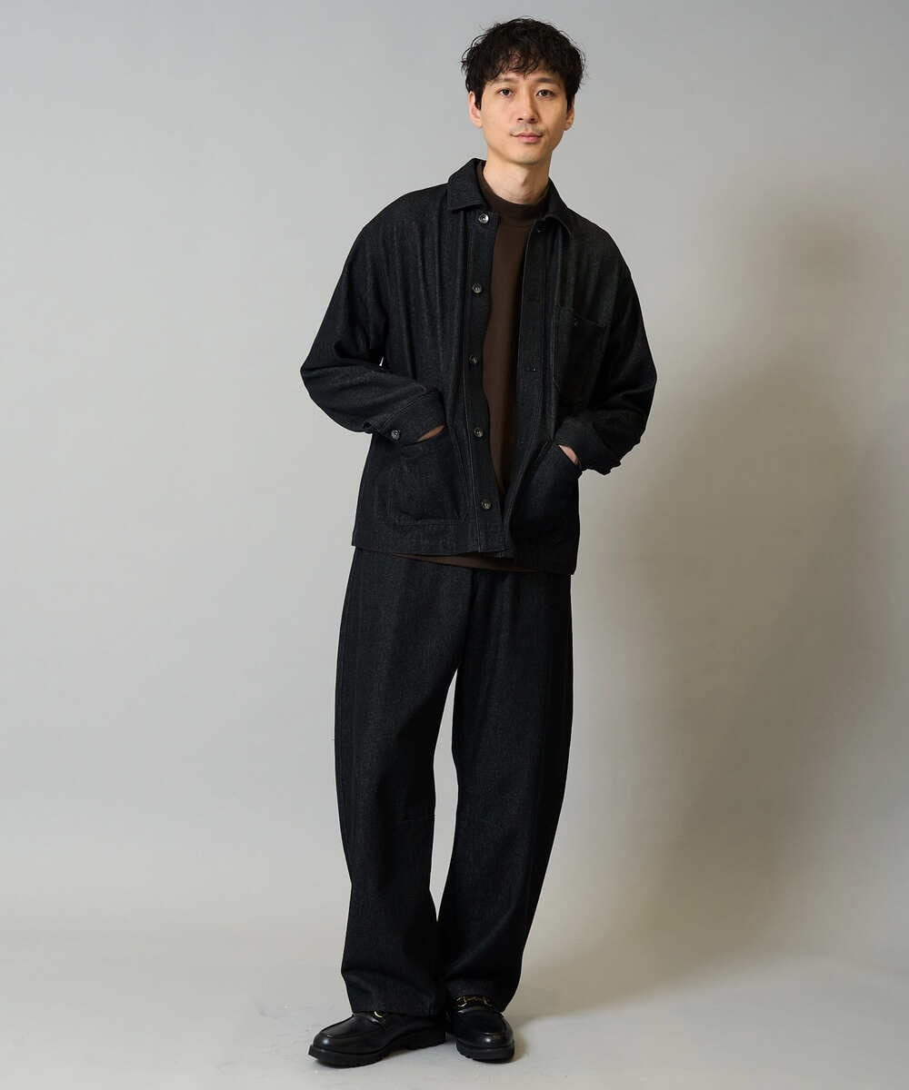 KHJJA10109 a.v.v MEN(アー・ヴェ・ヴェ) 【洗濯機で洗える】ワイドシルエットデニムカバーオール ブラック