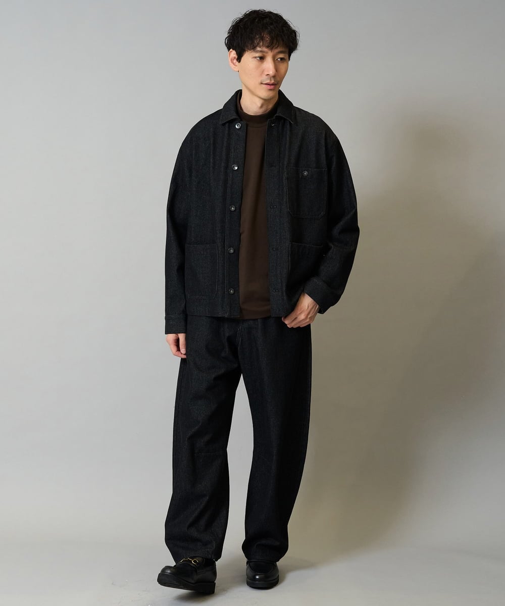 KHJJA10109 a.v.v MEN(アー・ヴェ・ヴェ) 【洗濯機で洗える】ワイドシルエットデニムカバーオール ブラック