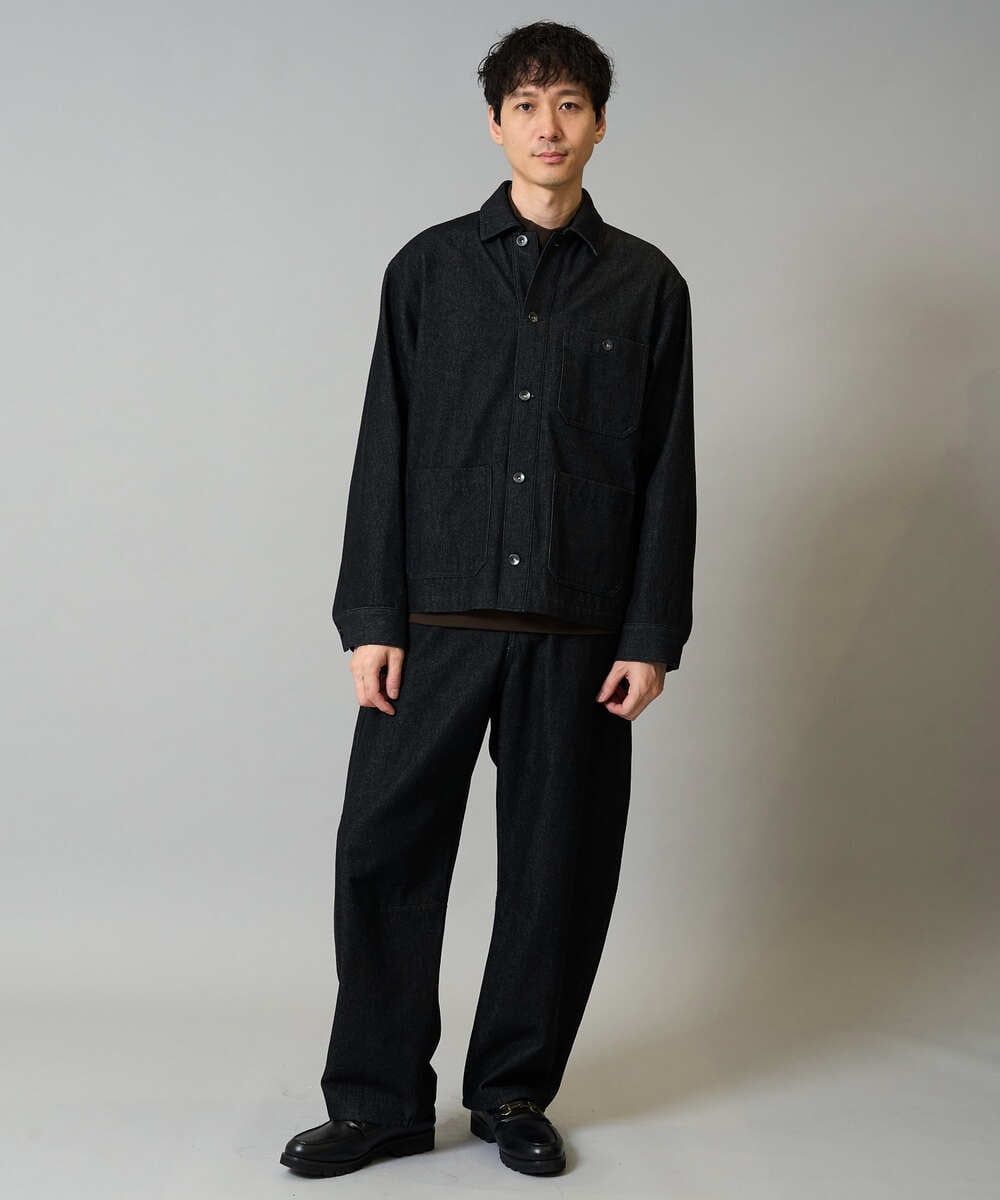 KHJJA10109 a.v.v MEN(アー・ヴェ・ヴェ) 【洗濯機で洗える】ワイドシルエットデニムカバーオール ブラック