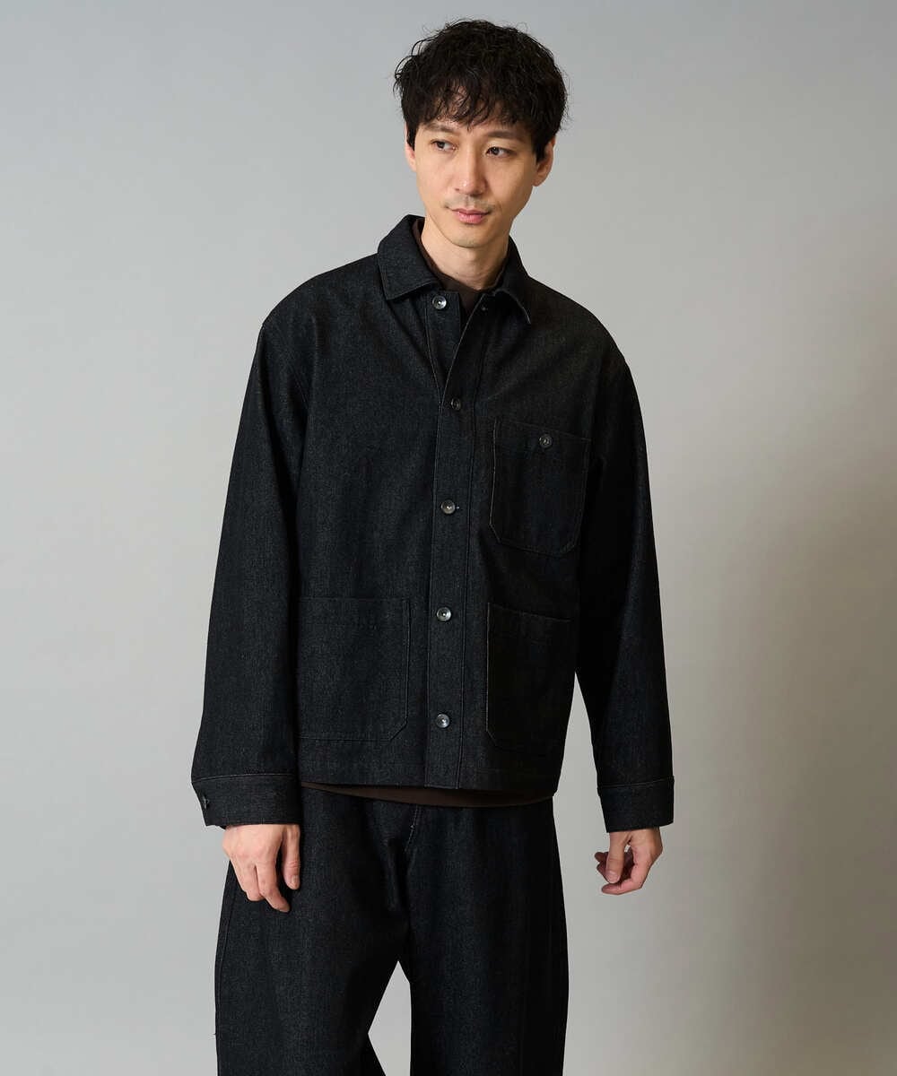 KHJJA10109 a.v.v MEN(アー・ヴェ・ヴェ) 【洗濯機で洗える】ワイドシルエットデニムカバーオール ブラック