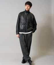 KHJJA12129 a.v.v MEN(アー・ヴェ・ヴェ) 【洗濯機で洗える】フェイクレザーブルゾン ブラック
