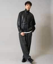 KHJJA12129 a.v.v MEN(アー・ヴェ・ヴェ) 【洗濯機で洗える】フェイクレザーブルゾン ブラック
