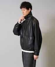 KHJJA12129 a.v.v MEN(アー・ヴェ・ヴェ) 【洗濯機で洗える】フェイクレザーブルゾン ブラック