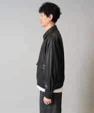 KHJJA12129 a.v.v MEN(アー・ヴェ・ヴェ) 【洗濯機で洗える】フェイクレザーブルゾン ブラック