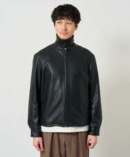 KHJJD12139 a.v.v MEN(アー・ヴェ・ヴェ) 【洗濯機で洗える】フェイクレザーショートブルゾン ブラック
