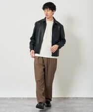 KHJJD12139 a.v.v MEN(アー・ヴェ・ヴェ) 【洗濯機で洗える】フェイクレザーショートブルゾン ブラック