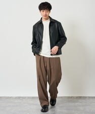 KHJJD12139 a.v.v MEN(アー・ヴェ・ヴェ) 【洗濯機で洗える】フェイクレザーショートブルゾン ブラック