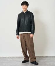 KHJJD12139 a.v.v MEN(アー・ヴェ・ヴェ) 【洗濯機で洗える】フェイクレザーショートブルゾン ブラック