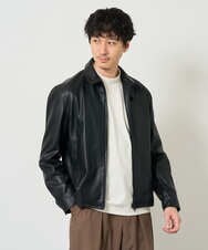 KHJJD12139 a.v.v MEN(アー・ヴェ・ヴェ) 【洗濯機で洗える】フェイクレザーショートブルゾン ブラック