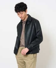 KHJJD12139 a.v.v MEN(アー・ヴェ・ヴェ) 【洗濯機で洗える】フェイクレザーショートブルゾン ブラック