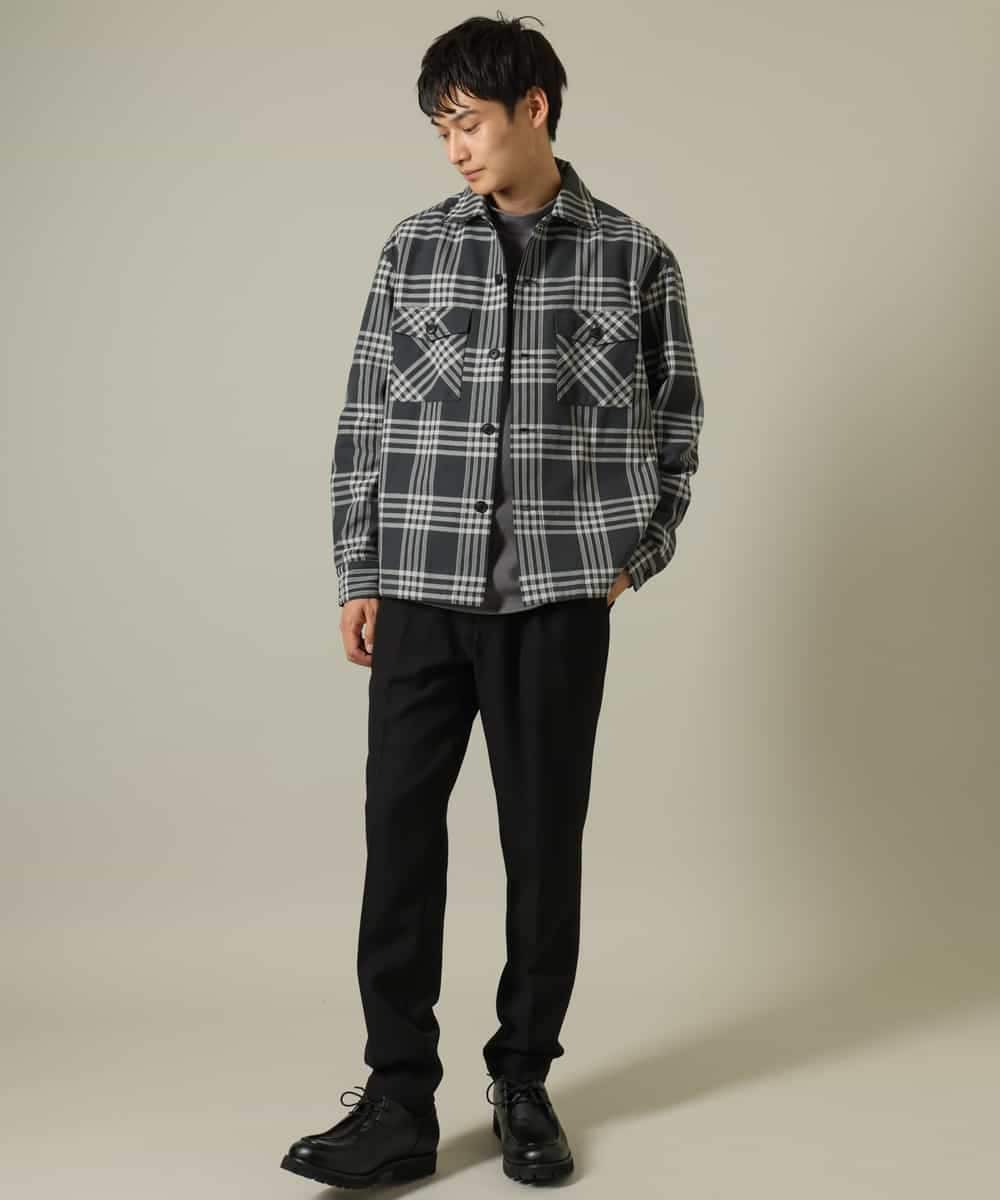 KHJJV08069 a.v.v MEN(アー・ヴェ・ヴェ) 【洗濯機で洗える】チェック柄ＣＰＯワイドジャケット ダークグレー