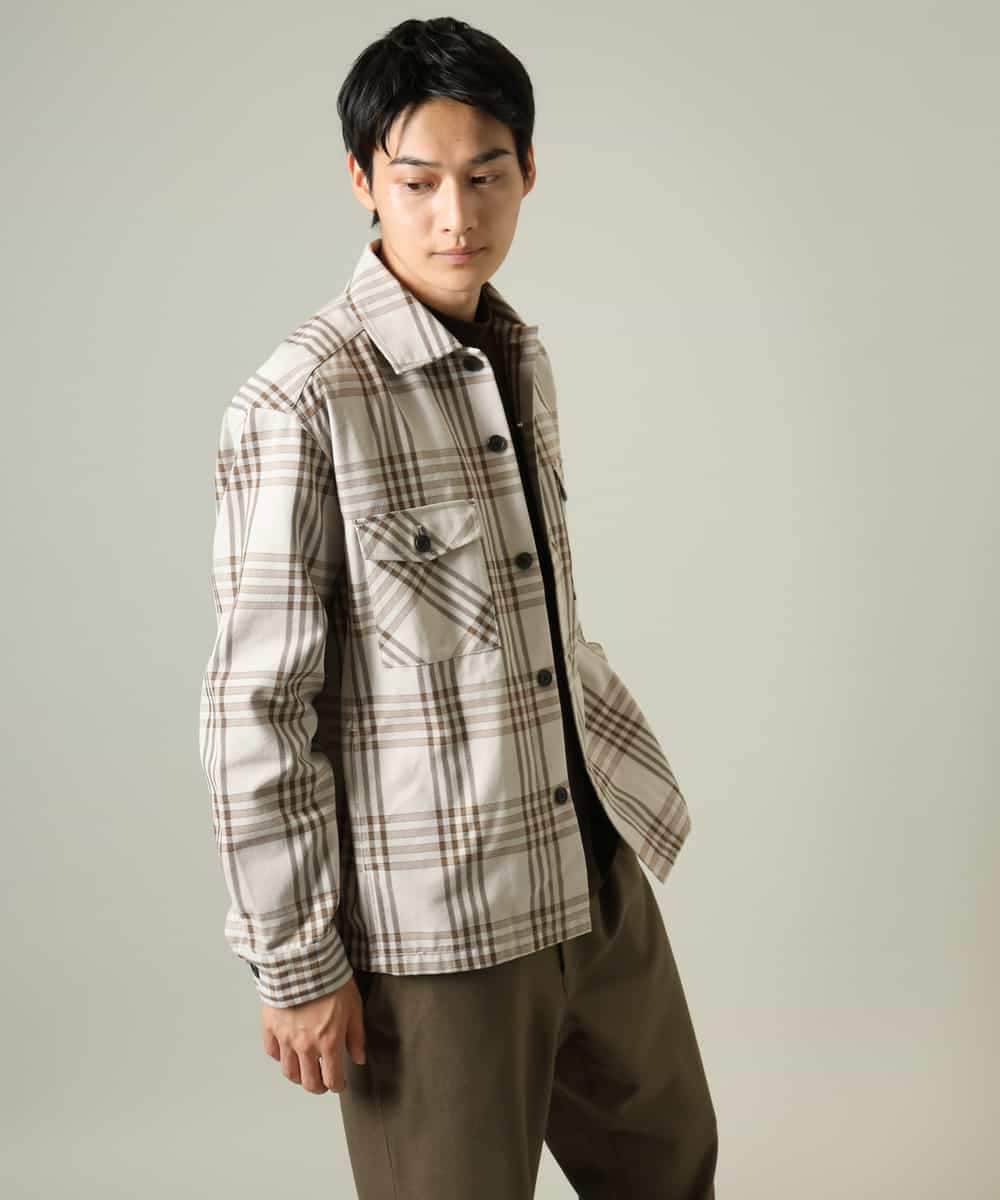 KHJJV08069 a.v.v MEN(アー・ヴェ・ヴェ) 【洗濯機で洗える】チェック柄ＣＰＯワイドジャケット ダークグレー