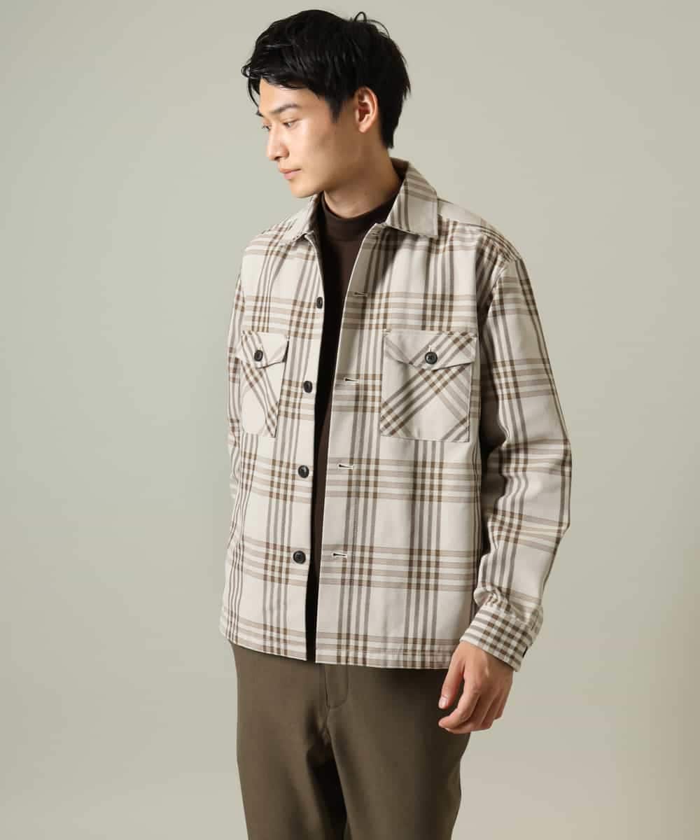 KHJJV08069 a.v.v MEN(アー・ヴェ・ヴェ) 【洗濯機で洗える】チェック柄ＣＰＯワイドジャケット ダークグレー