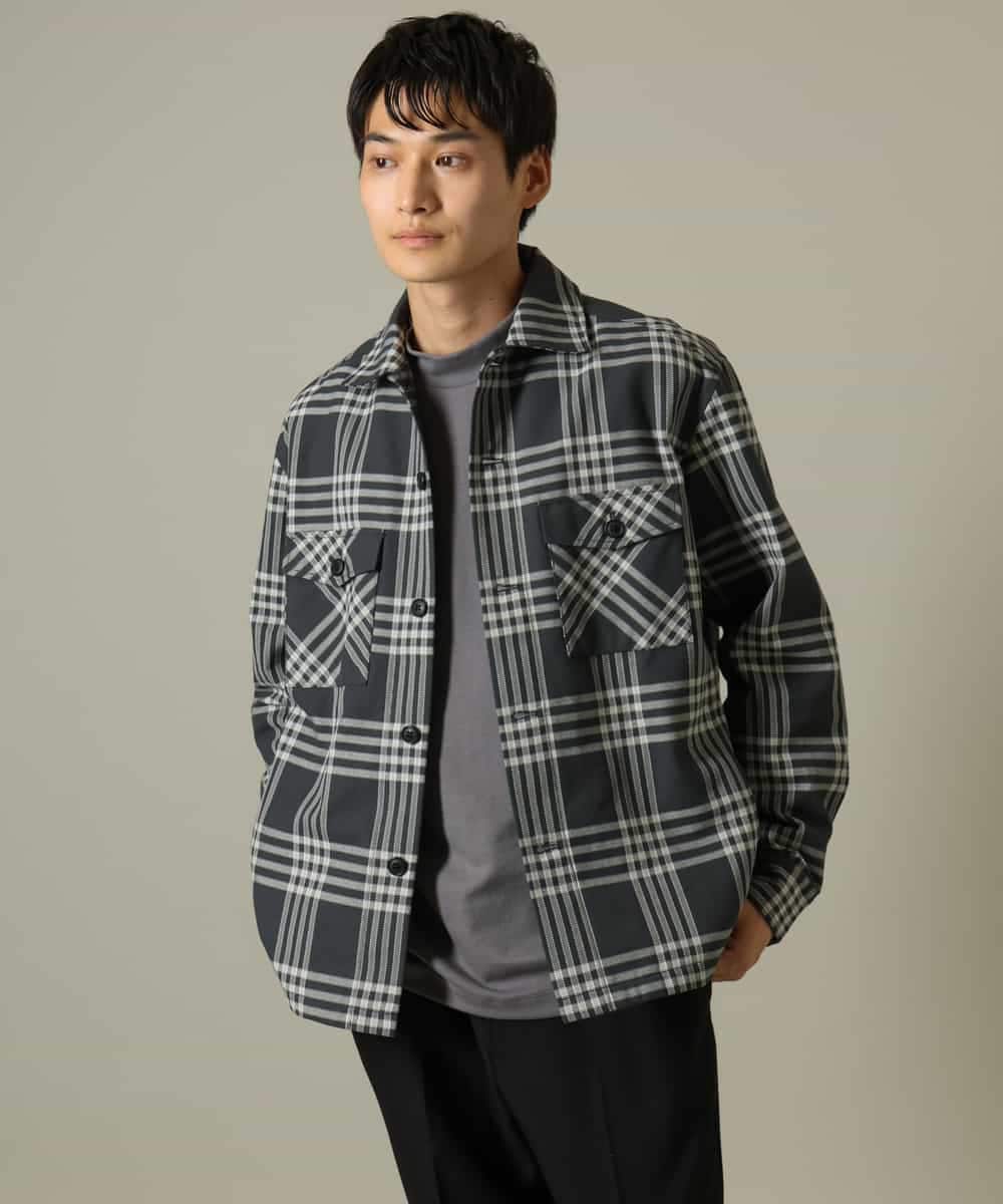 KHJJV08069 a.v.v MEN(アー・ヴェ・ヴェ) 【洗濯機で洗える】チェック柄ＣＰＯワイドジャケット ダークグレー
