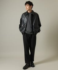 KHJJV12129 a.v.v MEN(アー・ヴェ・ヴェ) 【洗濯機で洗える】フェイクレザーブルゾン ブラック