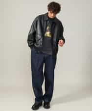 KHJJV12129 a.v.v MEN(アー・ヴェ・ヴェ) 【洗濯機で洗える】フェイクレザーブルゾン ブラック
