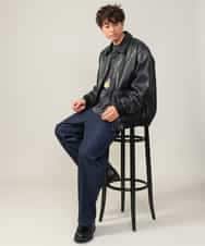 KHJJV12129 a.v.v MEN(アー・ヴェ・ヴェ) 【洗濯機で洗える】フェイクレザーブルゾン ブラック