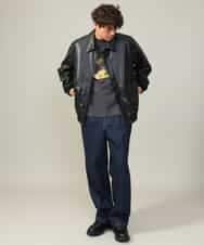 KHJJV12129 a.v.v MEN(アー・ヴェ・ヴェ) 【洗濯機で洗える】フェイクレザーブルゾン ブラック