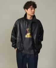 KHJJV12129 a.v.v MEN(アー・ヴェ・ヴェ) 【洗濯機で洗える】フェイクレザーブルゾン ブラック