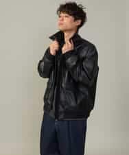 KHJJV12129 a.v.v MEN(アー・ヴェ・ヴェ) 【洗濯機で洗える】フェイクレザーブルゾン ブラック