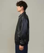 KHJJV12129 a.v.v MEN(アー・ヴェ・ヴェ) 【洗濯機で洗える】フェイクレザーブルゾン ブラック