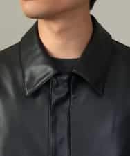 KHJJV12129 a.v.v MEN(アー・ヴェ・ヴェ) 【洗濯機で洗える】フェイクレザーブルゾン ブラック