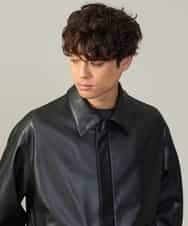 KHJJV12129 a.v.v MEN(アー・ヴェ・ヴェ) 【洗濯機で洗える】フェイクレザーブルゾン ブラック