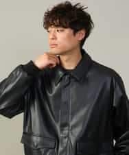 KHJJV12129 a.v.v MEN(アー・ヴェ・ヴェ) 【洗濯機で洗える】フェイクレザーブルゾン ブラック
