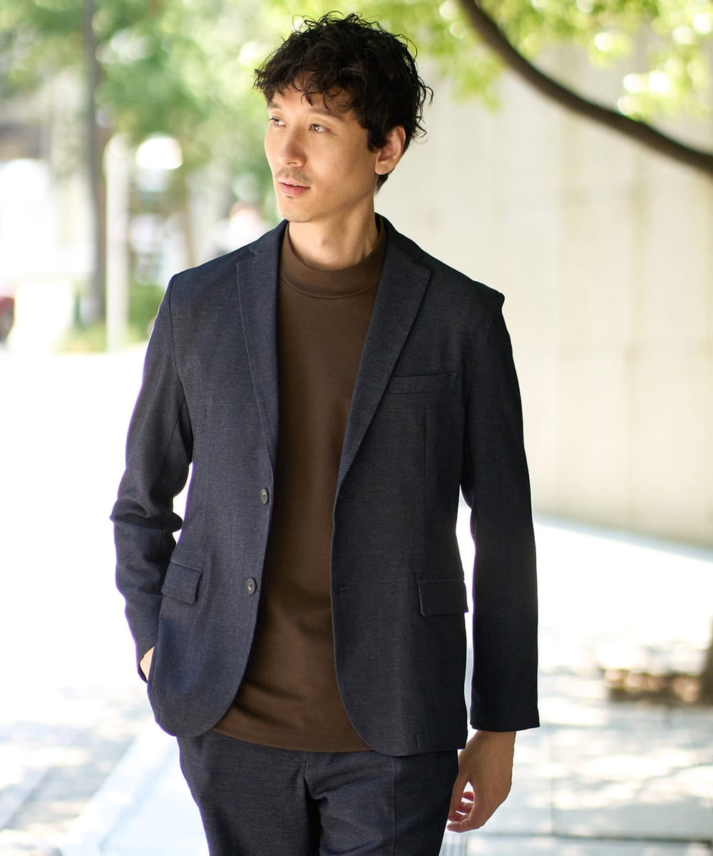 KHJKA05119 a.v.v MEN 【イージーケア】デニムライクストレッチスマートジャケット【洗濯機で洗える】〈ON/OFF SERIES〉