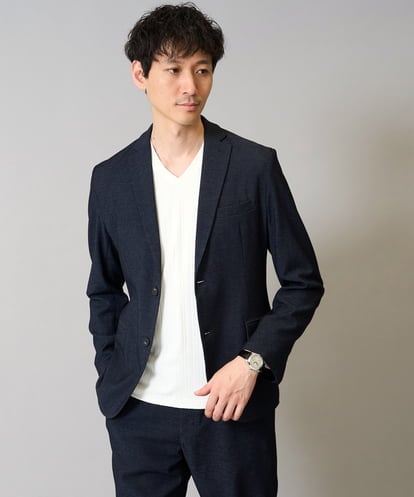 KHJKA05119 a.v.v MEN 【イージーケア】デニムライクストレッチスマートジャケット【洗濯機で洗える】〈SMART SERIES〉