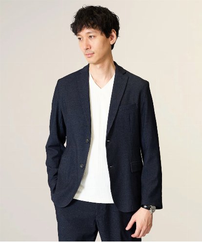 KHJKA05119 a.v.v MEN 【春の通勤におすすめ/イージーケア/洗濯機で洗える】〈ON/OFF SERIES〉デニムライクストレッチスマートジャケット