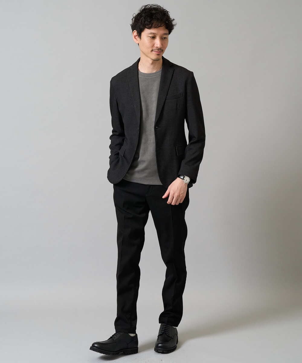 KHJKA05119 a.v.v MEN(アー・ヴェ・ヴェ) 【雑誌MonoMax11月号掲載】デニムライクストレッチスマートジャケット【イージーケア/洗濯機で洗える】〈ON/OFF SERIES〉 ダークグレー