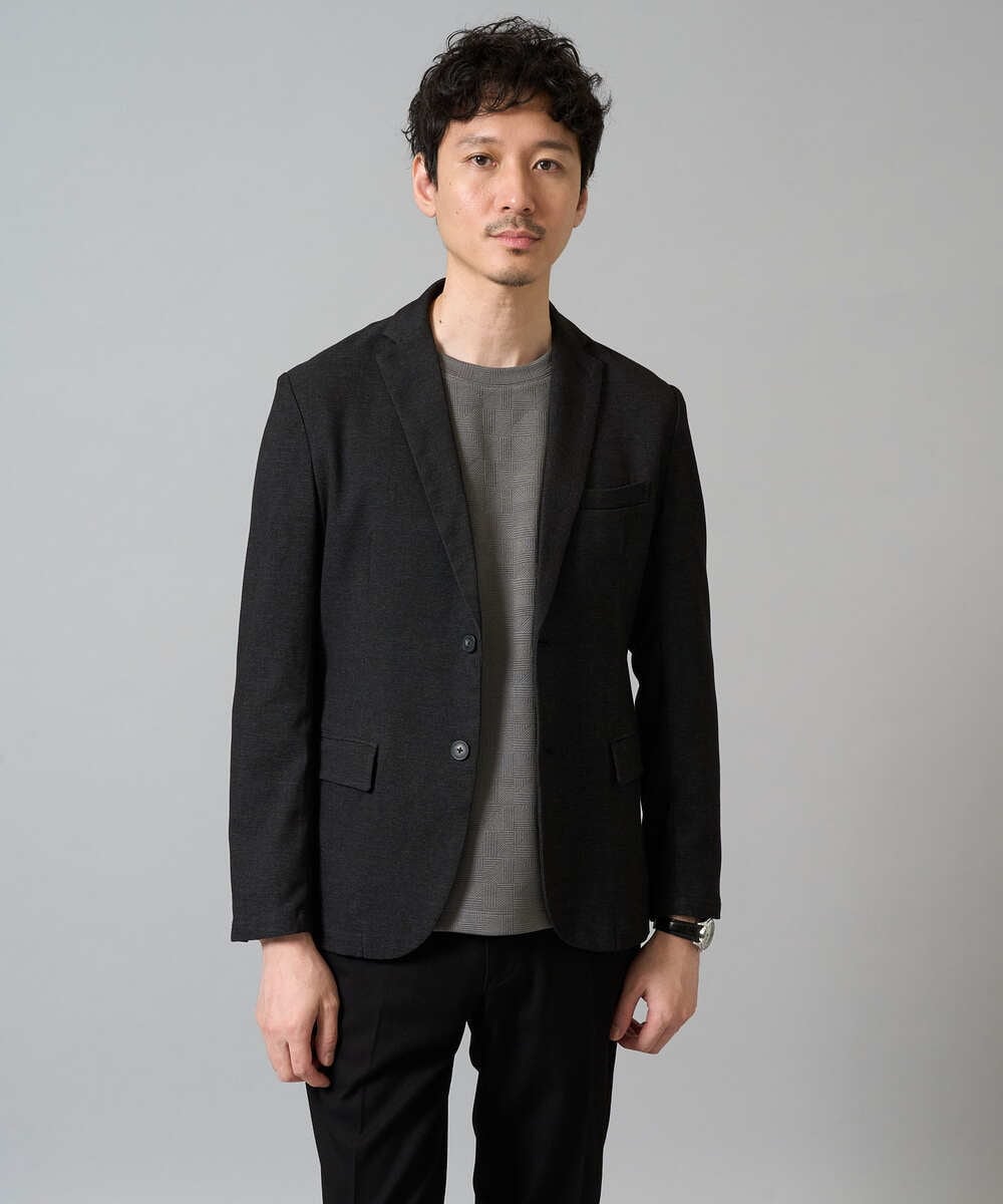 KHJKA05119 a.v.v MEN(アー・ヴェ・ヴェ) 【雑誌MonoMax11月号掲載】デニムライクストレッチスマートジャケット【イージーケア/洗濯機で洗える】〈ON/OFF SERIES〉 ダークグレー