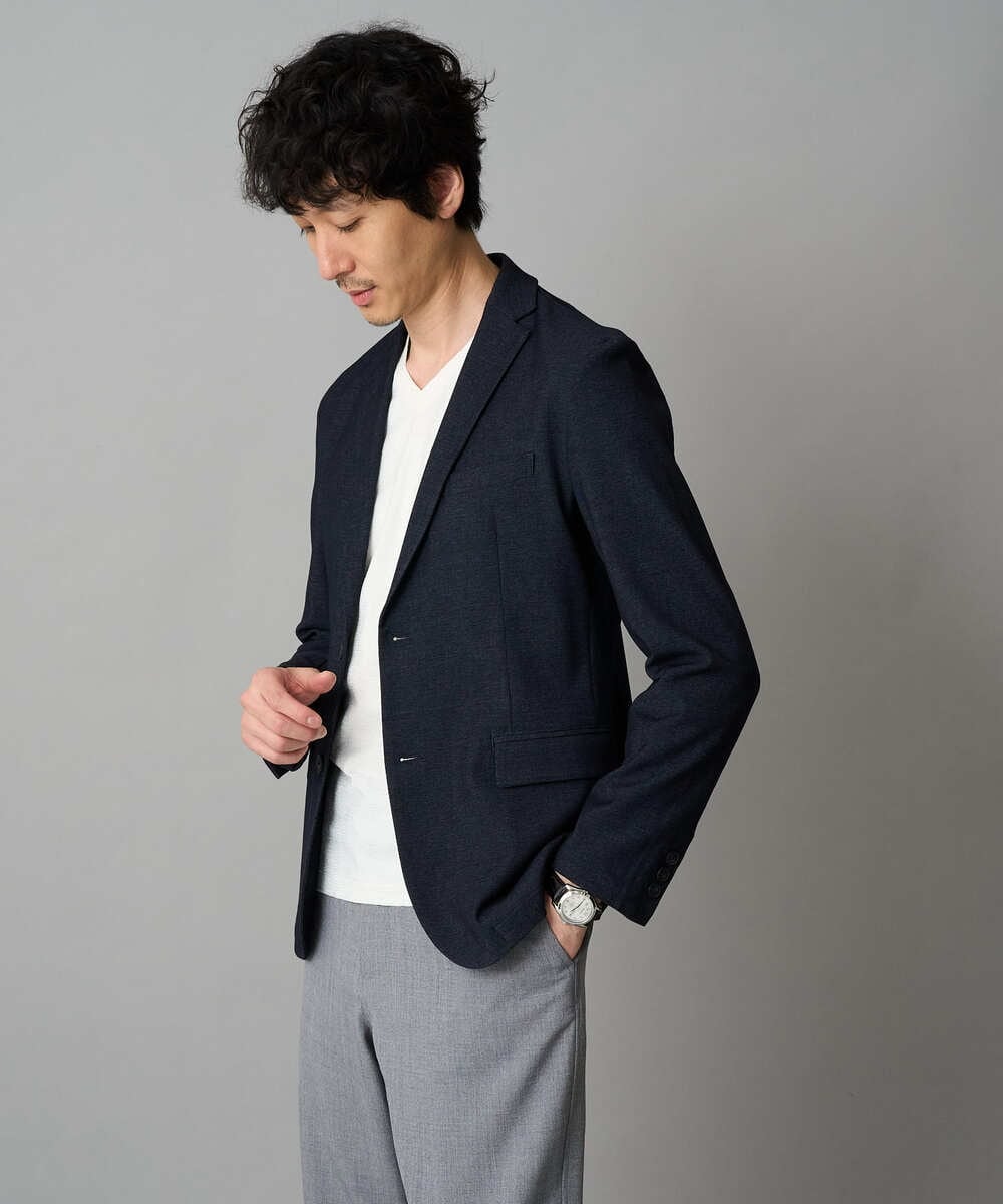 KHJKA05119 a.v.v MEN(アー・ヴェ・ヴェ) 【雑誌MonoMax11月号掲載】デニムライクストレッチスマートジャケット【イージーケア/洗濯機で洗える】〈ON/OFF SERIES〉 ダークグレー